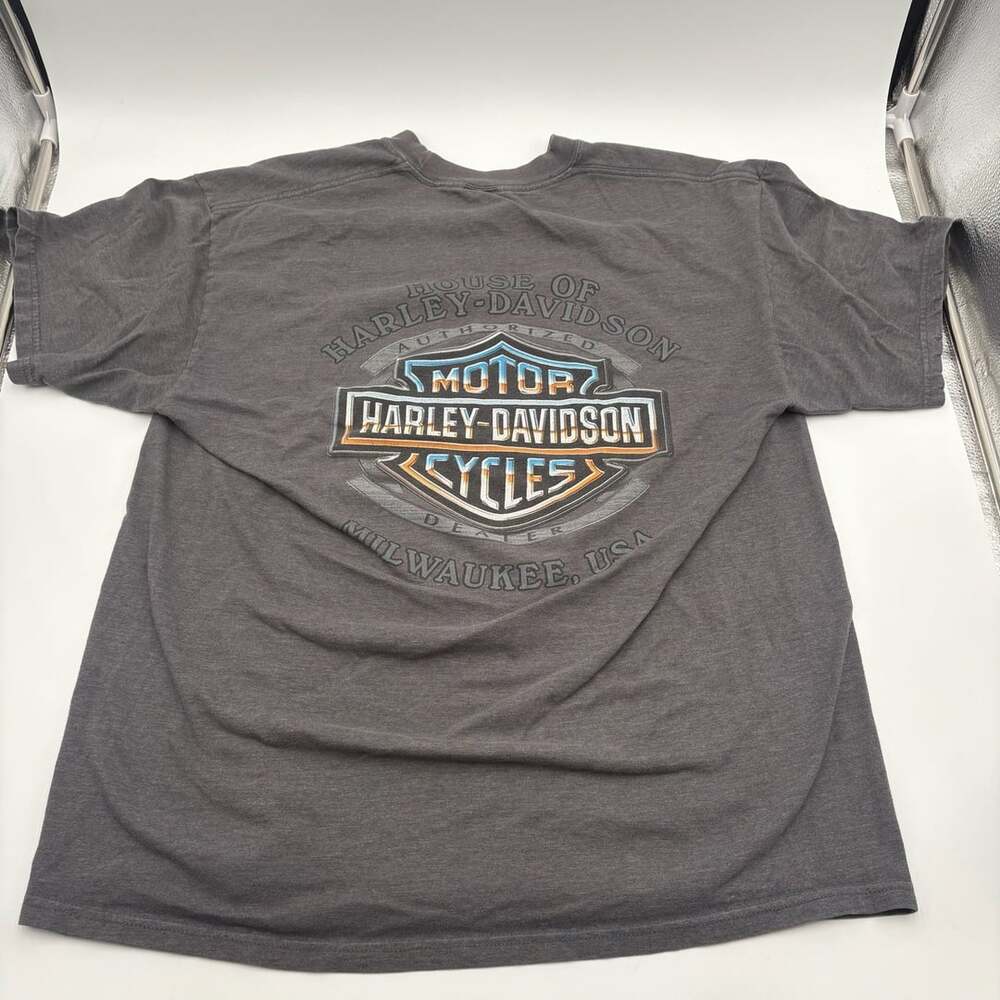 Harley Davidson Graphic T-Shirt Gray House of Harley Milwaukee USA